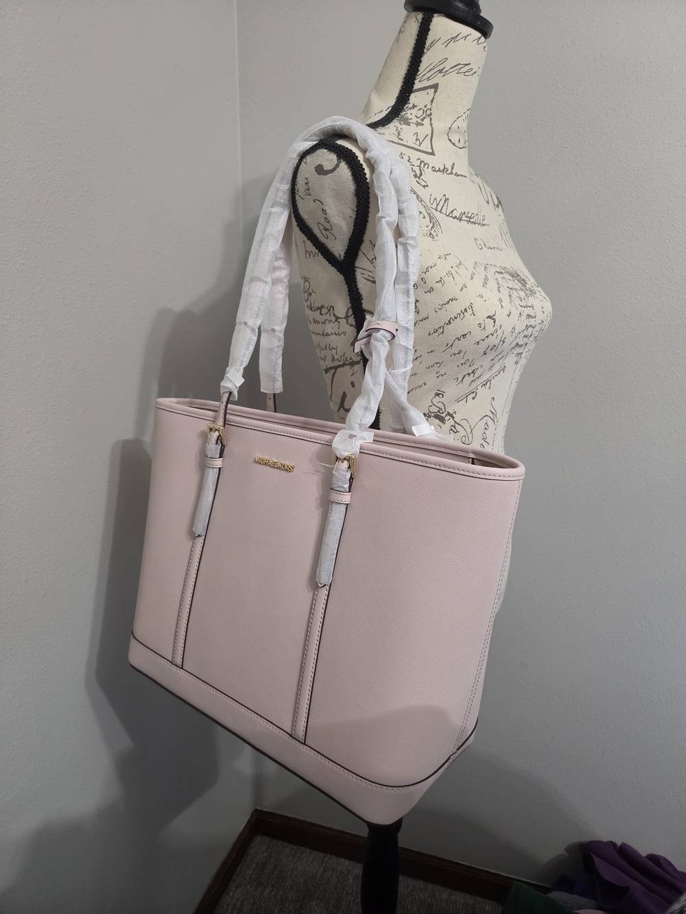 MICHAEL KORS Pink Saffiano Leather Tote Bag